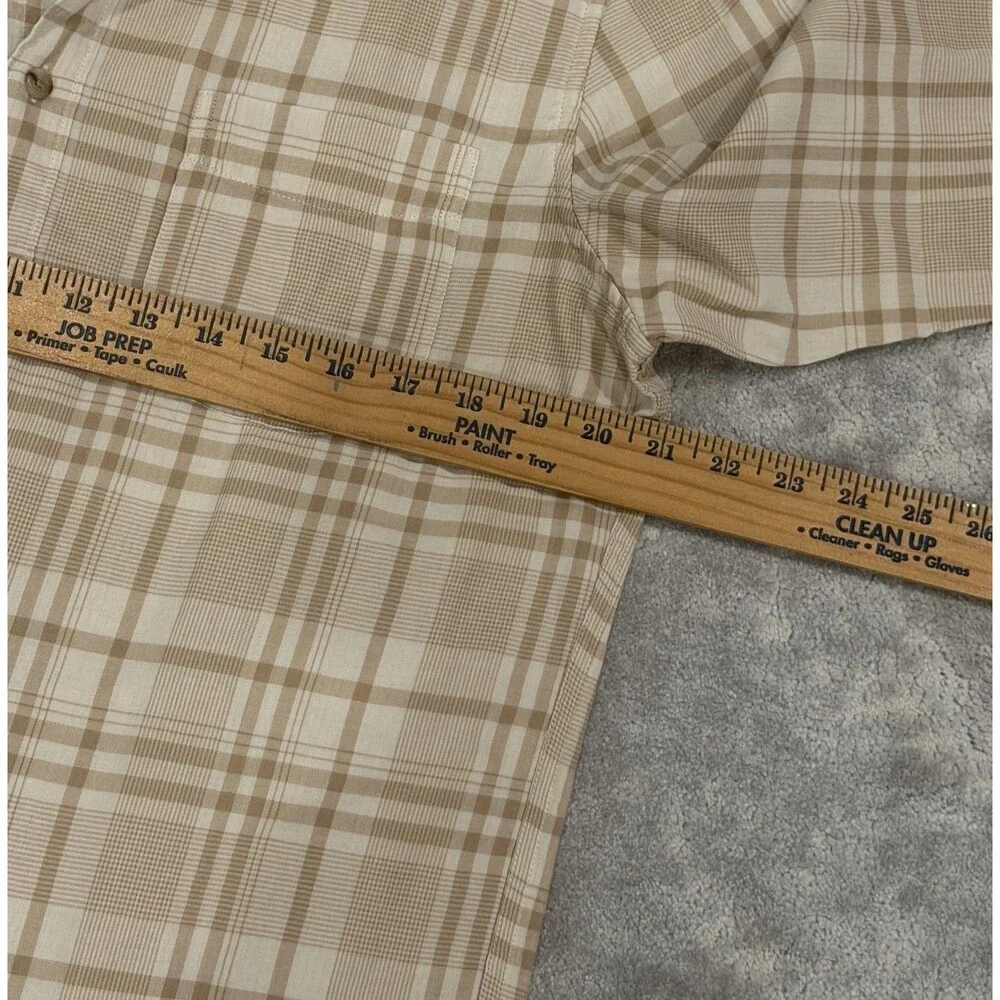 J.Crew Mens Double Weave Plaid Button Up Shirt Size Medium Tan Cream Plaid NWT